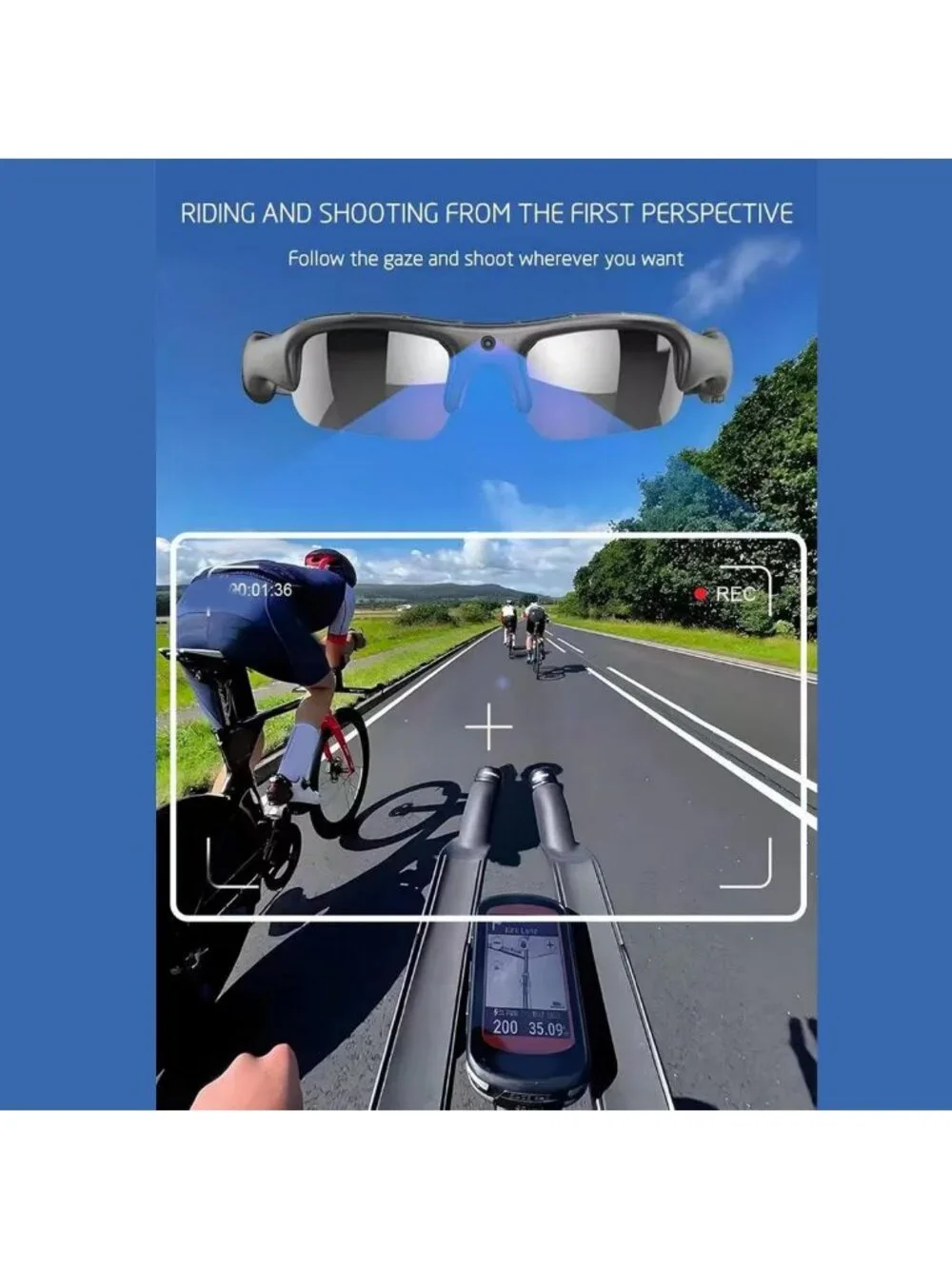 Smart Glasses with Camera, 1080P HD Video Recording, Bluetooth Audio, Polarized